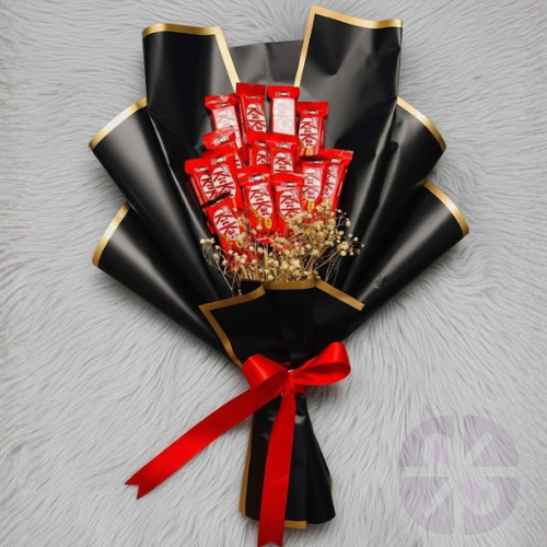 The Ultimate Break: KitKat Chocolate Bouquet (Black with Gold border)