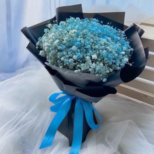 The Azure Dream Sky Blue Baby's Breath Statement Bouquet