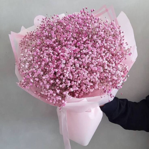 Deluxe Pink Baby's Breath Hand Bouquet