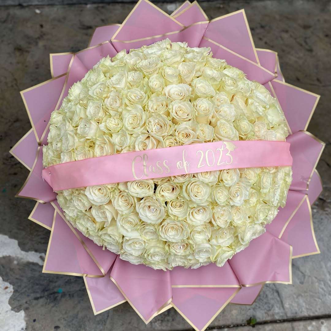 White Rose Graduation Bouquet