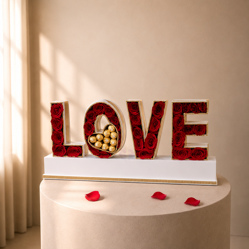 The "L O V E" Grandeur Signature Rose & Ferrero Statement Gift Box