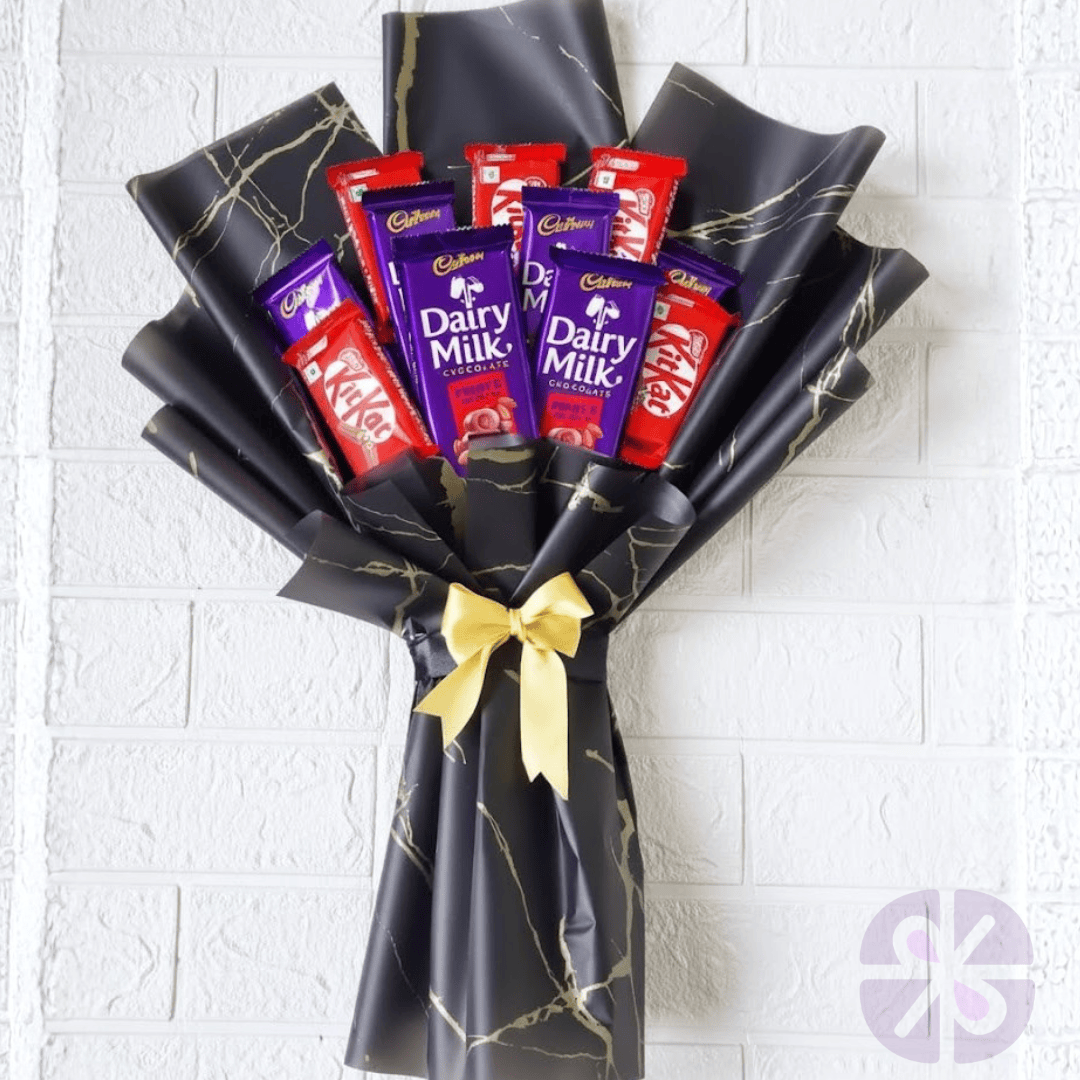 The Epic Black & Gold Indulgence Mixed KitKat and Dairy Milk Bouquet