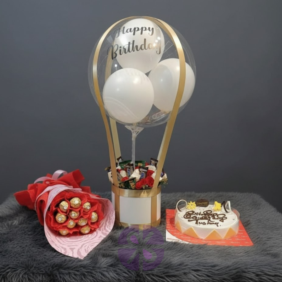 Ultimate Birthday Delight Mix Combo Cake, Balloon & Ferrero Bouquet