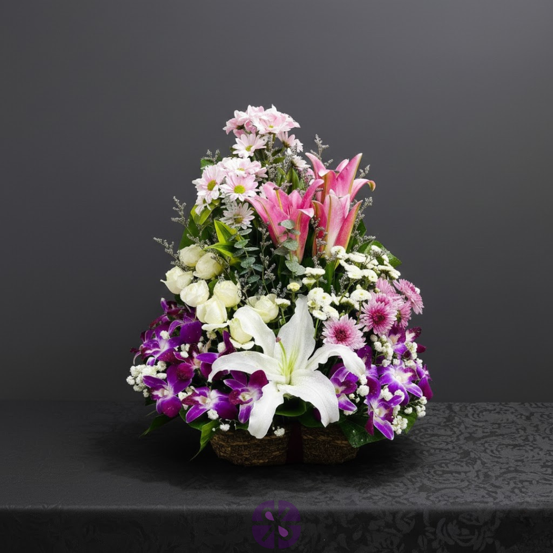 Luxury Mixed Flower Basket Arrangement