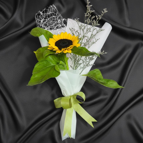 The Solitary Ray Single Sunflower Hand Bouquet