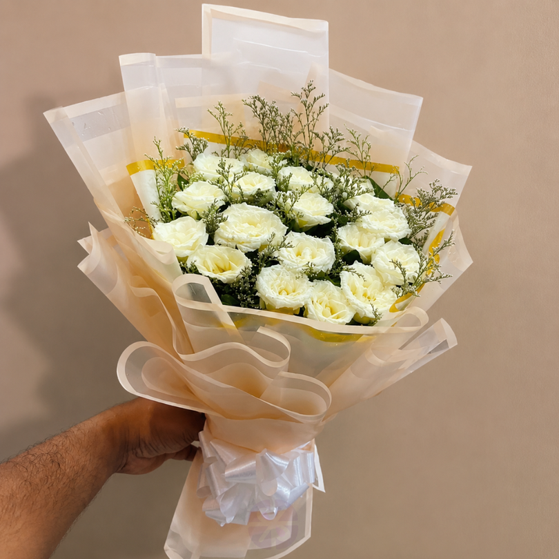 Ivory Elegance White Rose Bouquet