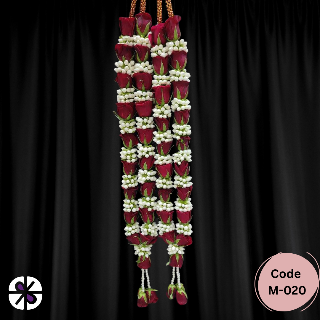 Luxury Red Rose & Gajra Dense Pattern Wedding Garland