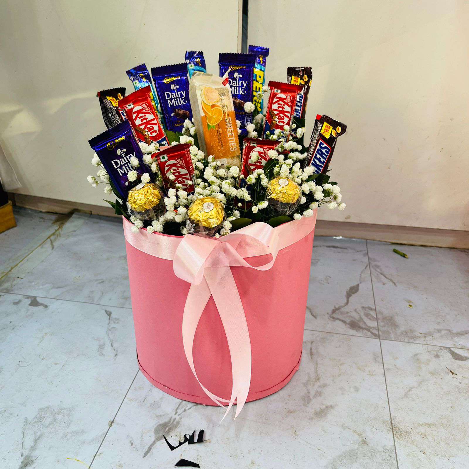 Mix Chocolate and Floral Gift Bucket.