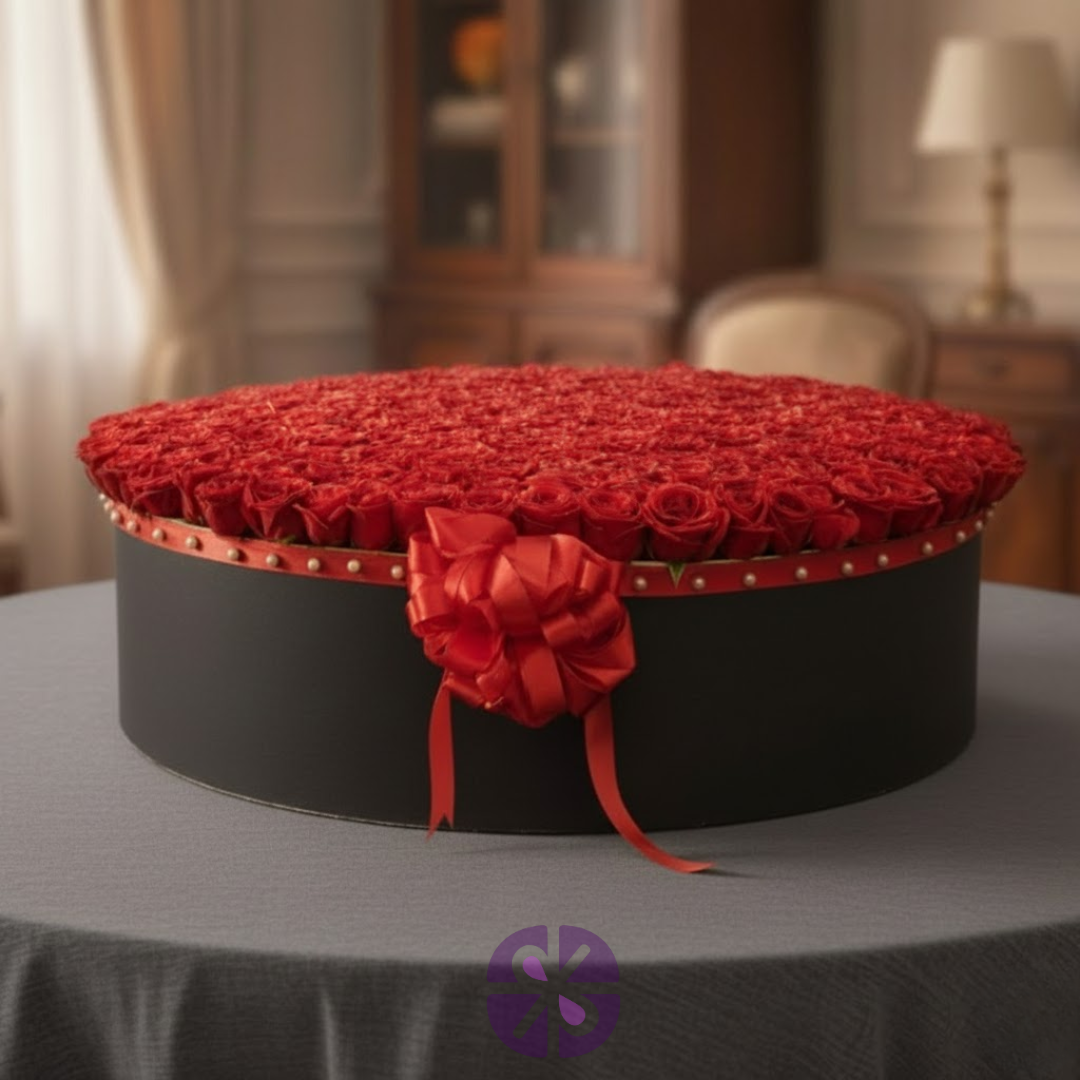 500 Luxury Red Roses Round Box.
