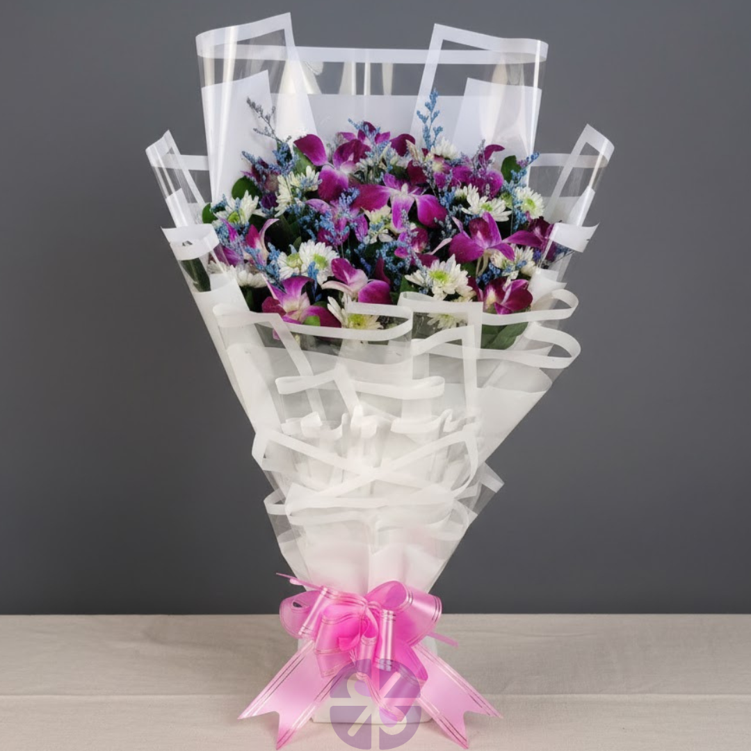 Majestic Purple Orchid & Mum Statement Bouquet