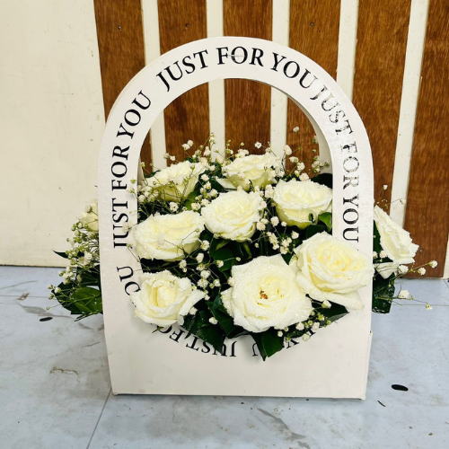 The Purest Wish White Rose "Just For You" Flower Box
