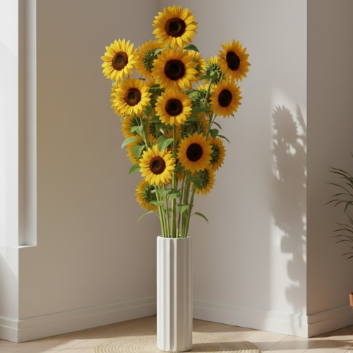 The Endless Sunshine Multi-Head Artificial Sunflower Stem