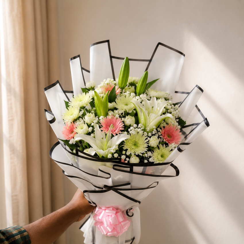 Blissful Glow Lily & Gerbera Bouquet