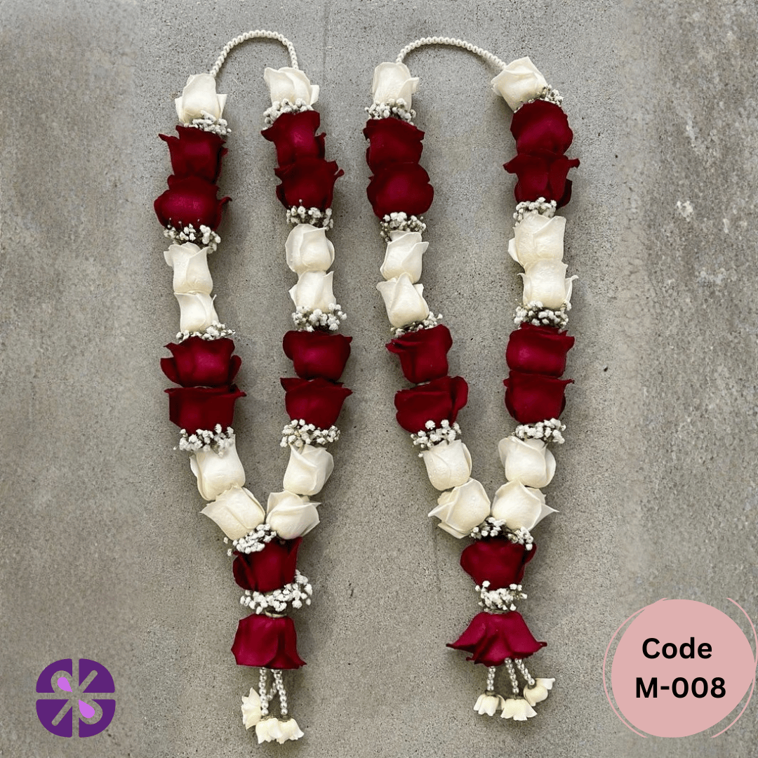 Luxury Chinese Red & White Rose Jaimala Garland