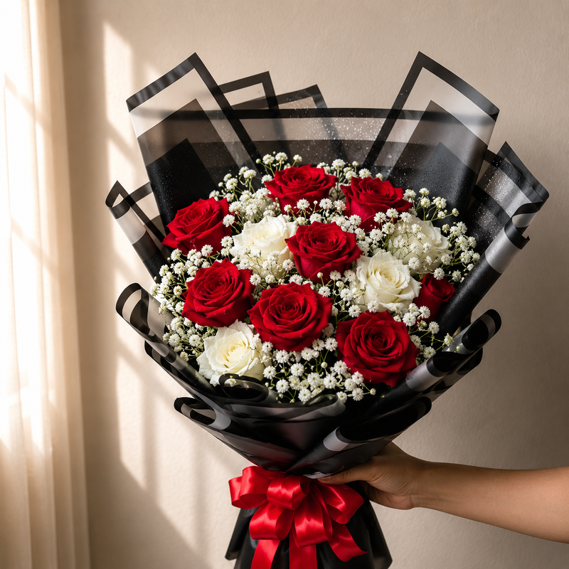 Red & White Rose Bouquet