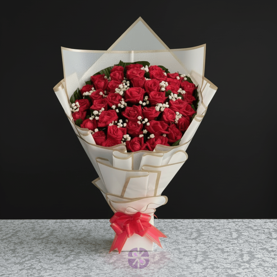 Forty Love Fresh 40-Piece Red Rose Stand Bouquet