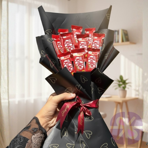 10-Piece KitKat Chocolate Bouquet (Elegant Black)