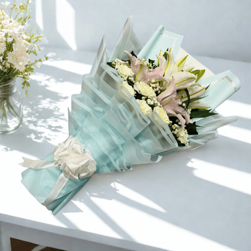 A Serene Lily & Rose Bouquet